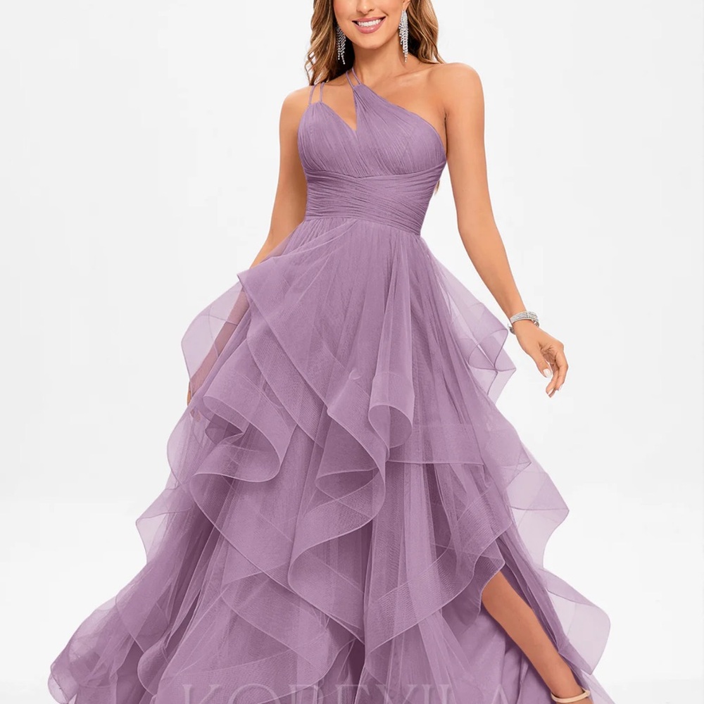 Elegant One-Shoulder blue Evening Gown